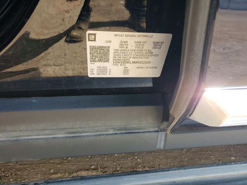 2021 Gmc Yukon მანქანა იყიდება აუქციონზე, vin: 1GKS2DKL9MR211415, აუქციონის ნომერი: 48687376