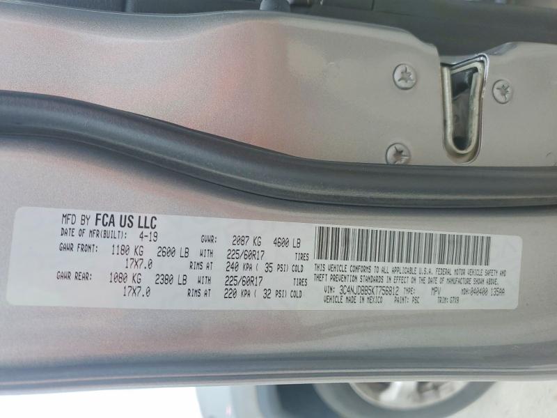 Продаж на аукціоні авто 2019 Jeep Compass, vin: 3C4NJDBB5KT756812, номер лоту: 50753246