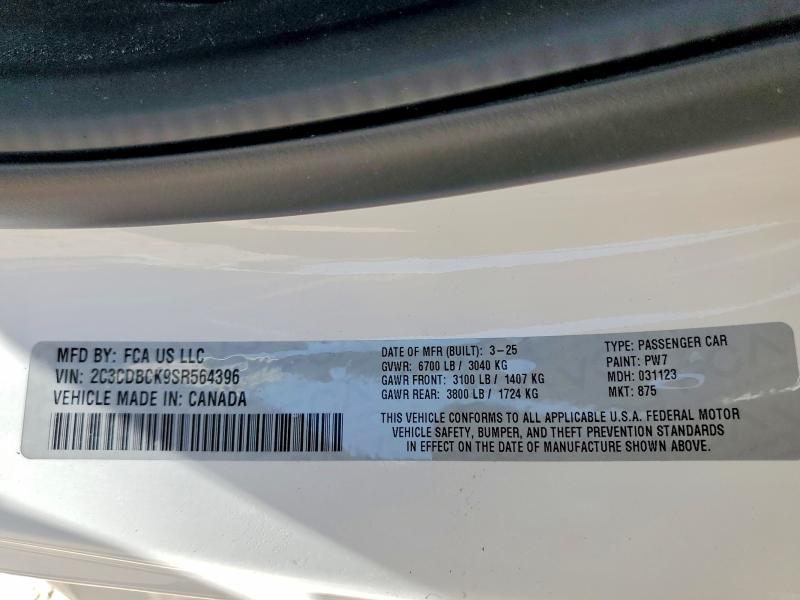 47936166 :رقم المزاد ، 2C3CDBCK9SR564396 vin ، 2025 Dodge Charger مزاد بيع