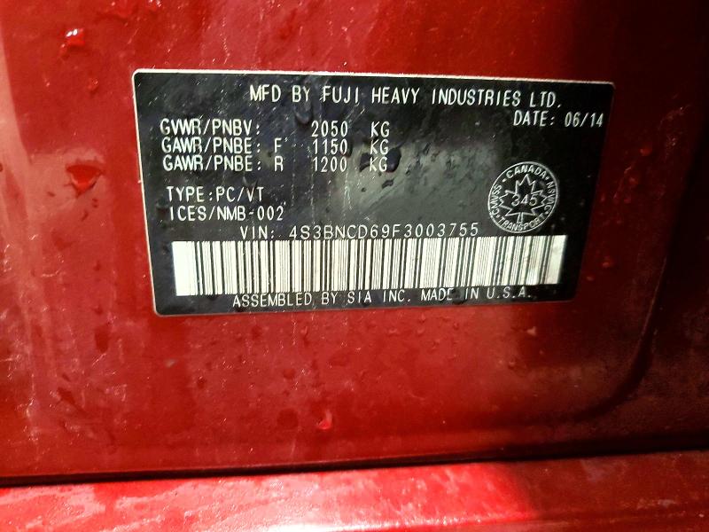Aukcja sprzedaży 2015 Subaru Legacy, vin: 4S3BNCD69F3003755, numer aukcji: 49598586