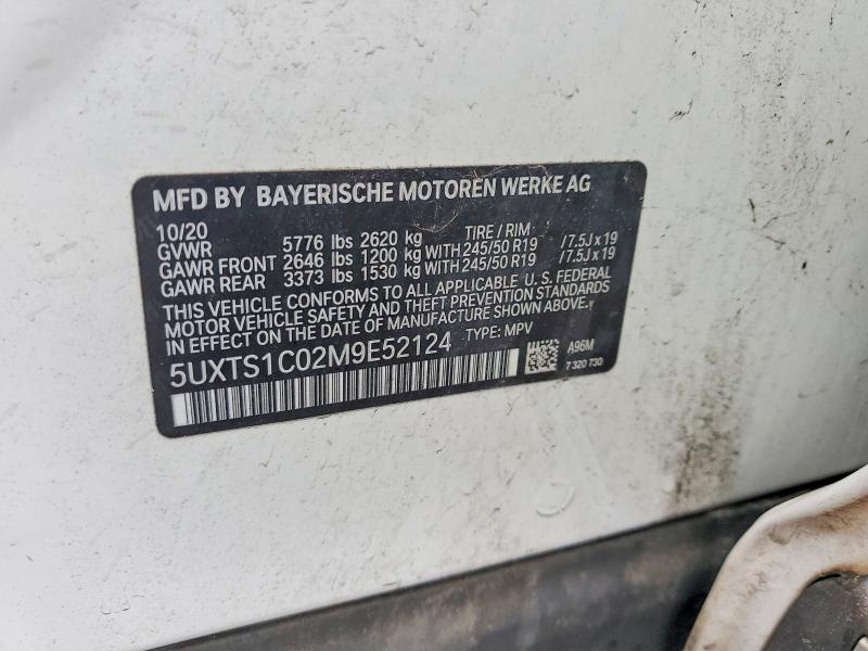 2021 Bmw X3 მანქანა იყიდება აუქციონზე, vin: 5UXTS1C02M9E52124, აუქციონის ნომერი: 51407106