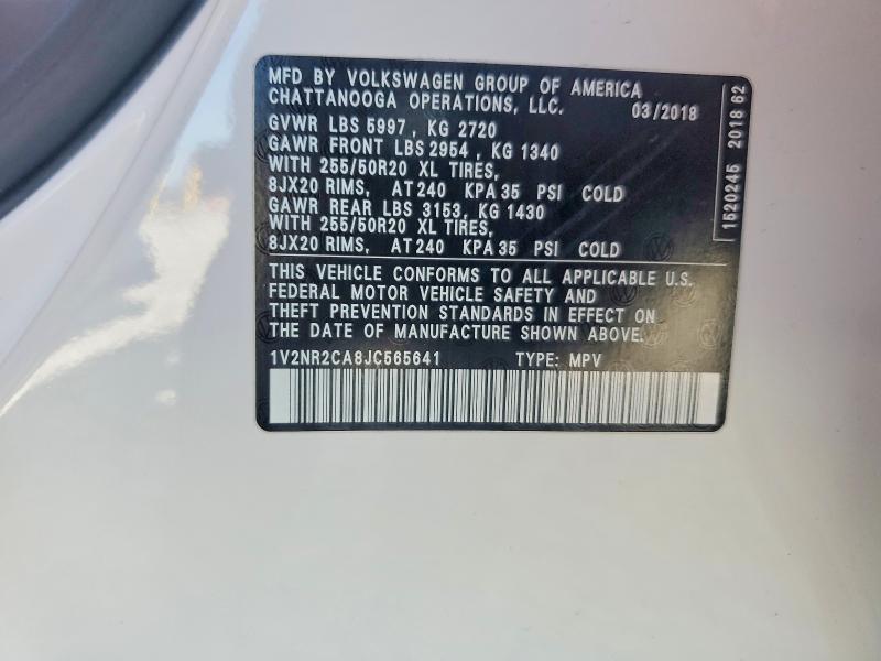 Aukcja sprzedaży 2018 Volkswagen Atlas, vin: 1V2NR2CA8JC565641, numer aukcji: 49852816