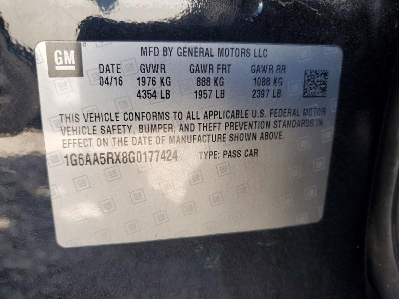 47535226 :رقم المزاد ، 1G6AA5RX8G0177424 vin ، 2016 Cadillac Ats مزاد بيع