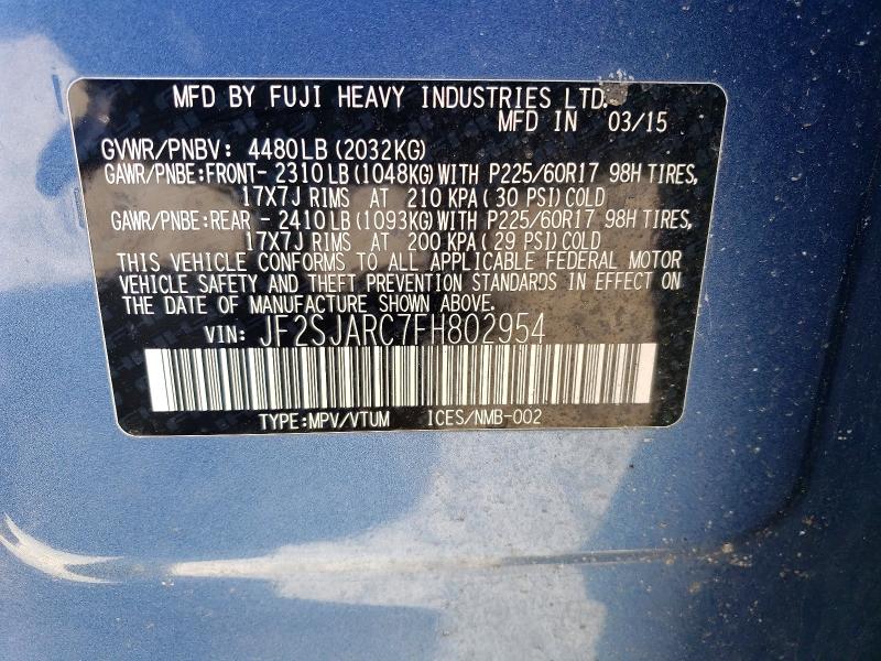Aukcja sprzedaży 2015 Subaru Forester, vin: JF2SJARC7FH802954, numer aukcji: 51094106