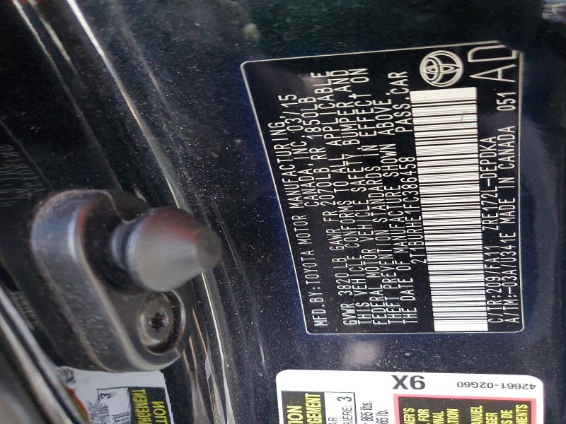 2015 Toyota Corolla მანქანა იყიდება აუქციონზე, vin: 2T1BURHE1FC386458, აუქციონის ნომერი: 50946106