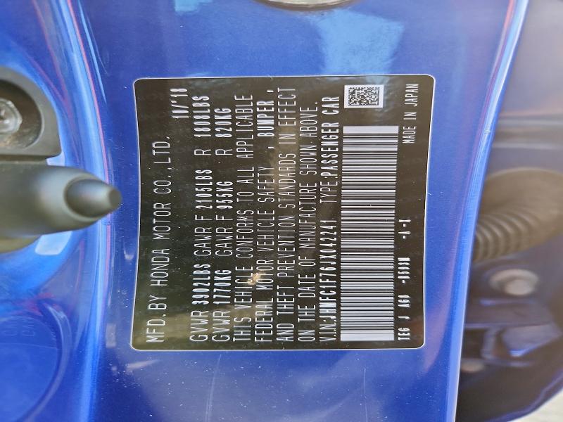 Продаж на аукціоні авто 2018 Honda Civic, vin: JHMFC1F76JX042241, номер лоту: 51303536