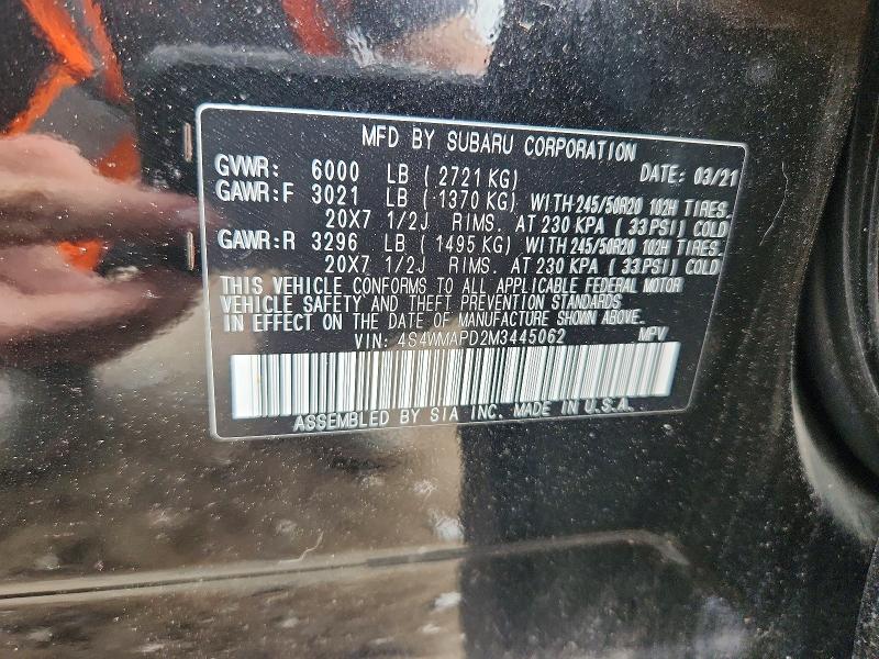 Продаж на аукціоні авто 2021 Subaru Ascent, vin: 4S4WMAPD2M3445062, номер лоту: 49648776