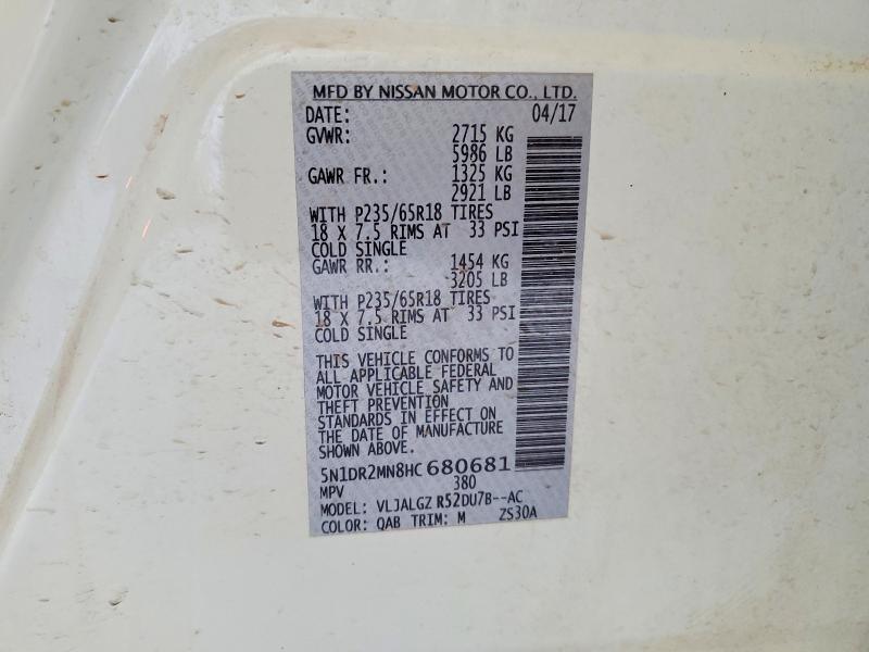 Aukcja sprzedaży 2017 Nissan Pathfinder, vin: 5N1DR2MN8HC680681, numer aukcji: 51199686