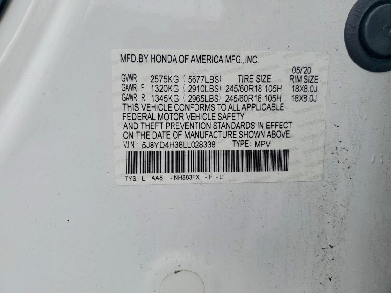 Продаж на аукціоні авто 2020 Acura Mdx, vin: 5J8YD4H38LL028338, номер лоту: 47807306