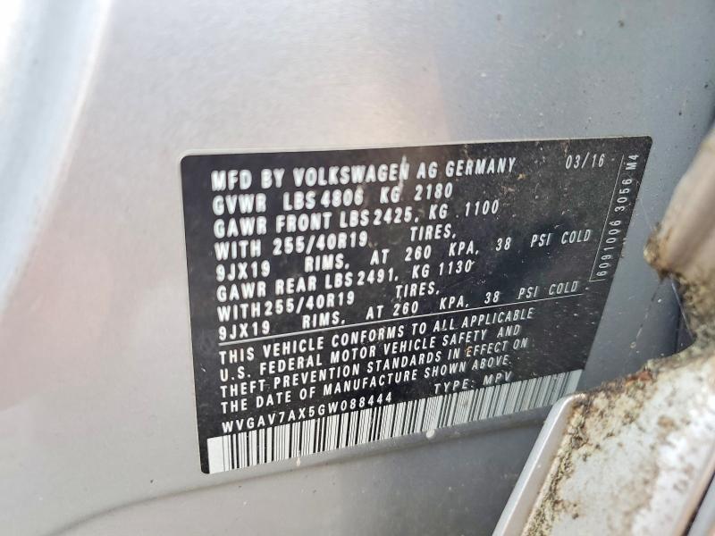 Aukcja sprzedaży 2016 Volkswagen Tiguan, vin: WVGAV7AX5GW088444, numer aukcji: 48117036