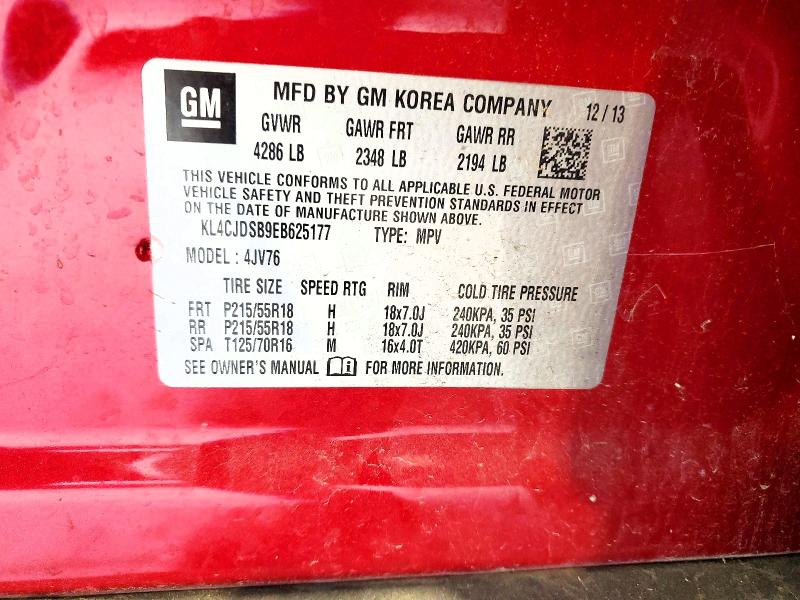 2014 Buick Encore მანქანა იყიდება აუქციონზე, vin: KL4CJDSB9EB625177, აუქციონის ნომერი: 51136166