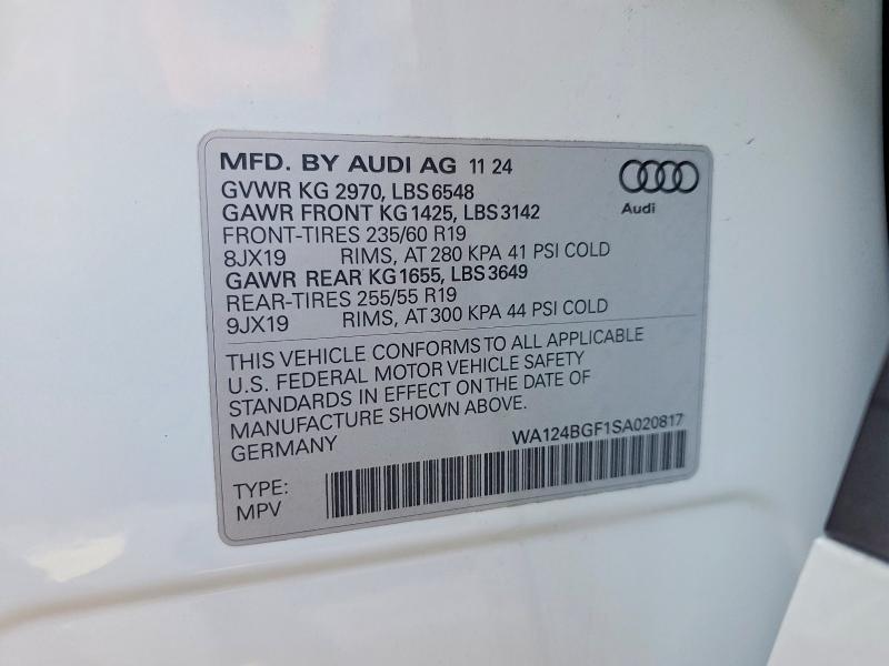 Aukcja sprzedaży 2025 Audi Q6 E-tron, vin: WA124BGF1SA020817, numer aukcji: 48528326