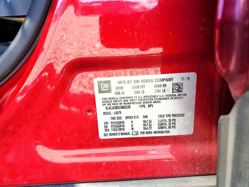 2020 Buick Encore მანქანა იყიდება აუქციონზე, vin: KL4CJASBXLB062538, აუქციონის ნომერი: 49846496