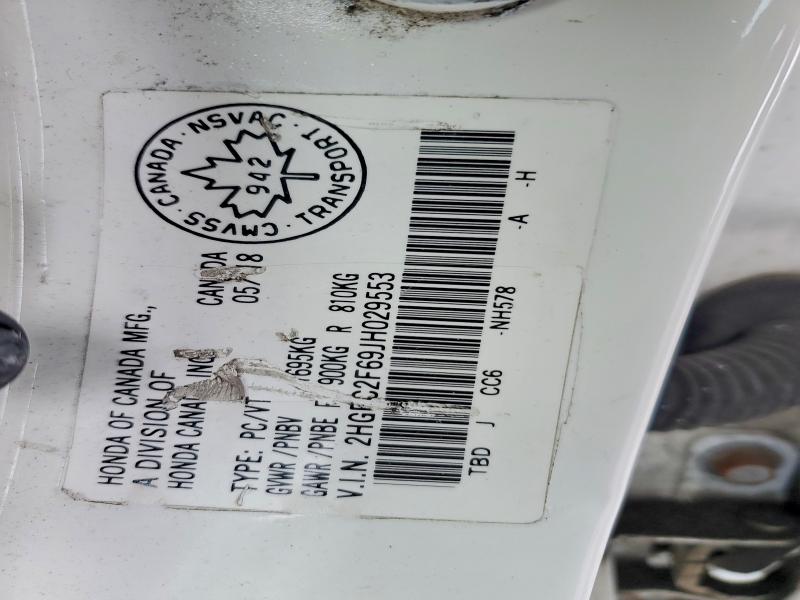 2018 Honda Civic მანქანა იყიდება აუქციონზე, vin: 2HGFC2F69JH029553, აუქციონის ნომერი: 47726686