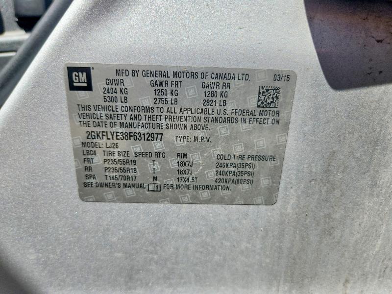 Aukcja sprzedaży 2015 Gmc Terrain, vin: 2GKFLYE38F6312977, numer aukcji: 50612836
