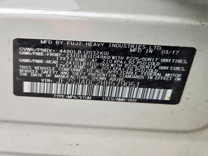 48322976 :رقم المزاد ، JF2SJAGC2HH579051 vin ، 2017 Subaru Forester مزاد بيع