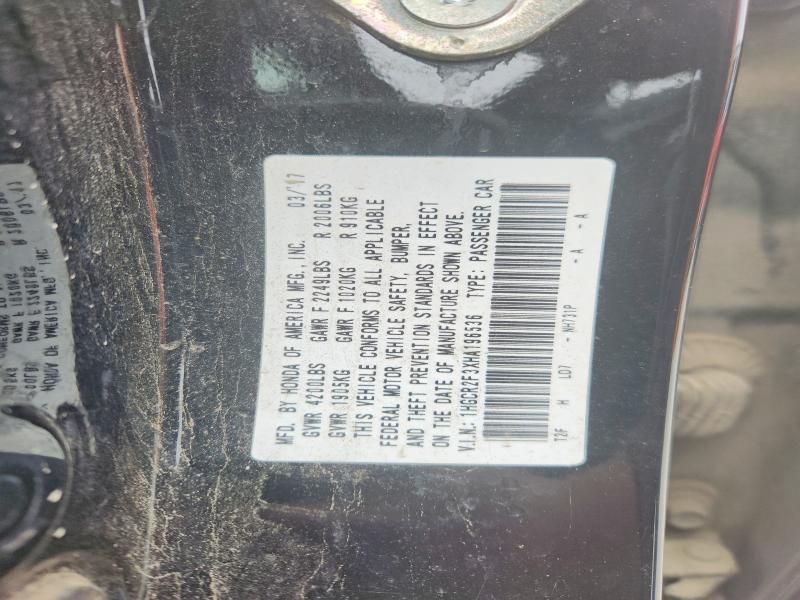 2017 Honda Accord მანქანა იყიდება აუქციონზე, vin: 1HGCR2F3XHA196536, აუქციონის ნომერი: 50485666