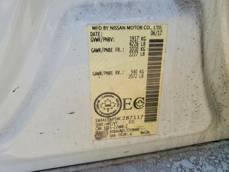 2017 Nissan Altima მანქანა იყიდება აუქციონზე, vin: 1N4AL3AP5HC287117, აუქციონის ნომერი: 49238096