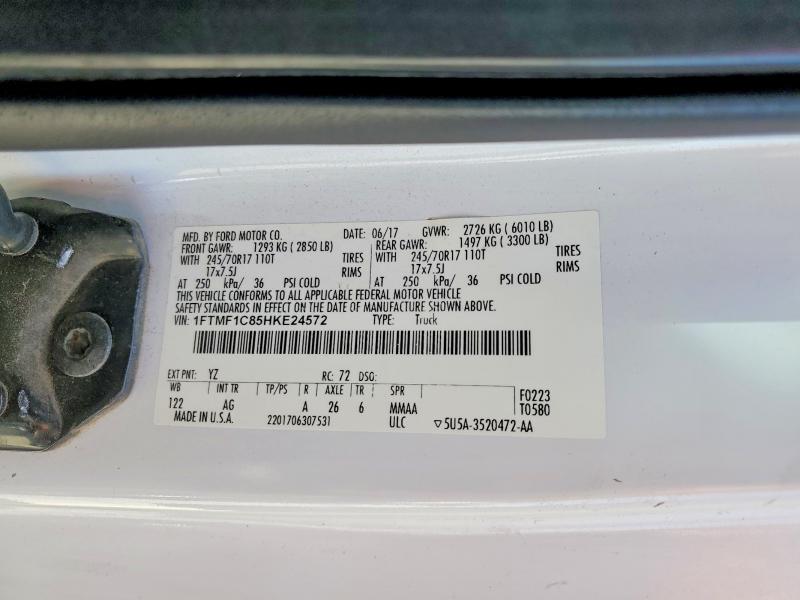 51670156 :رقم المزاد ، 1FTMF1C85HKE24572 vin ، 2017 Ford F150 مزاد بيع