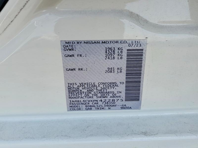 2023 Nissan Altima მანქანა იყიდება აუქციონზე, vin: 1N4BL4CVXPN422875, აუქციონის ნომერი: 51798136