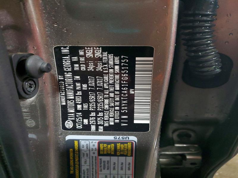 Продажа на аукционе авто 2015 Kia Sorento, vin: 5XYKTCA61FG651757, номер лота: 49240616