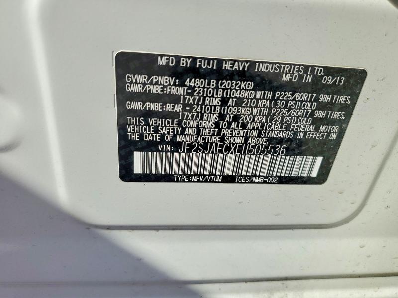 Aukcja sprzedaży 2014 Subaru Forester, vin: JF2SJAECXEH505536, numer aukcji: 50576216