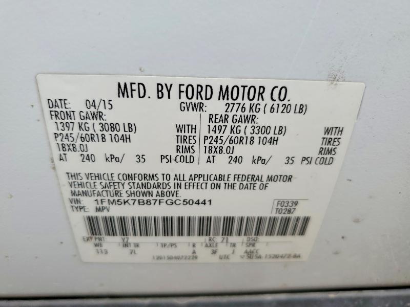 Продаж на аукціоні авто 2015 Ford Explorer, vin: 1FM5K7B87FGC50441, номер лоту: 49994796
