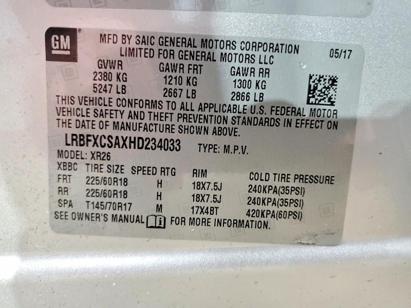 Продаж на аукціоні авто 2017 Buick Envision, vin: LRBFXCSAXHD234033, номер лоту: 49288056