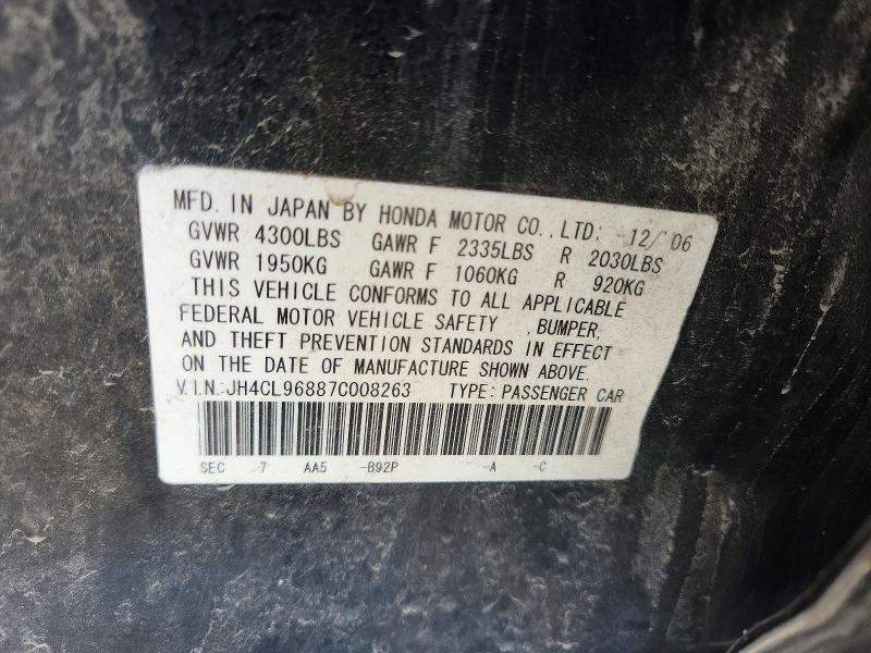 Продаж на аукціоні авто 2007 Acura Tsx, vin: JH4CL96887C008263, номер лоту: 51017266
