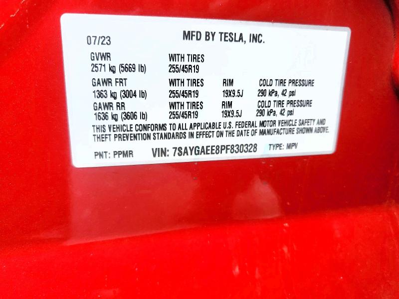Aukcja sprzedaży 2023 Tesla Model Y, vin: 7SAYGAEE8PF830328, numer aukcji: 48145516