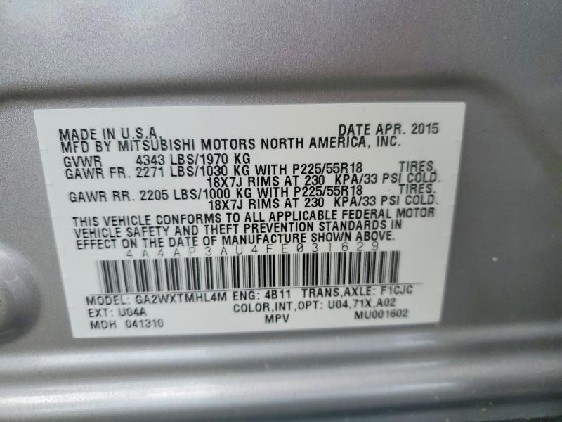 Продаж на аукціоні авто 2015 Mitsubishi Outlander Sport, vin: 4A4AP3AU4FE031629, номер лоту: 49449256