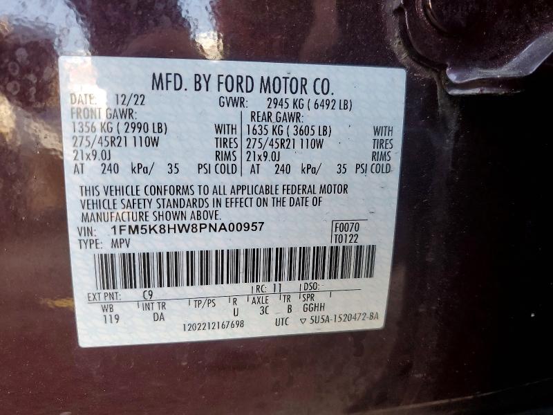 Aukcja sprzedaży 2023 Ford Explorer, vin: 1FM5K8HW8PNA00957, numer aukcji: 49016326