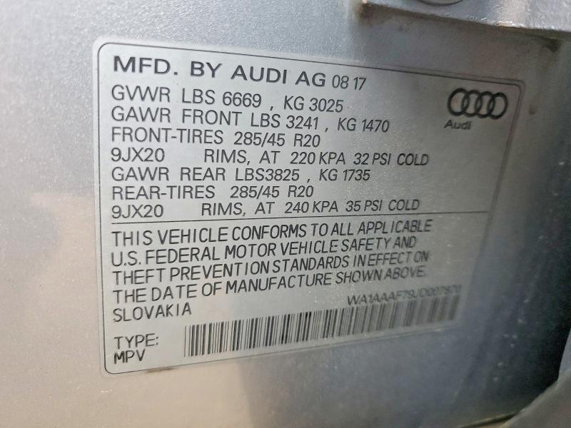Aukcja sprzedaży 2018 Audi Q7, vin: WA1AAAF79JD007870, numer aukcji: 50560846