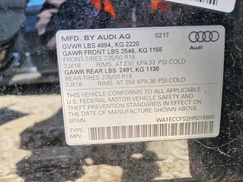 Продажа на аукционе авто 2017 Audi Q3, vin: WA1ECCFS2HR015866, номер лота: 50819386