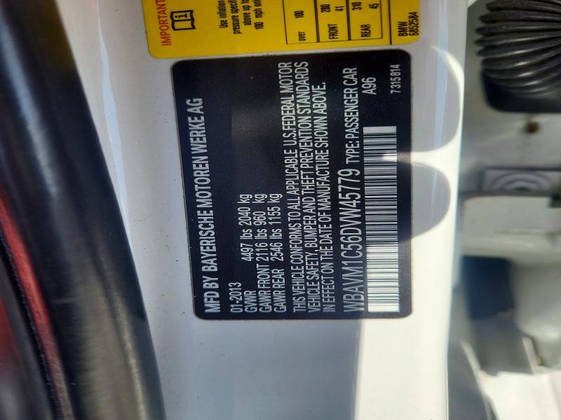 Aukcja sprzedaży 2013 Bmw X1, vin: WBAVM1C56DVW45779, numer aukcji: 50342126