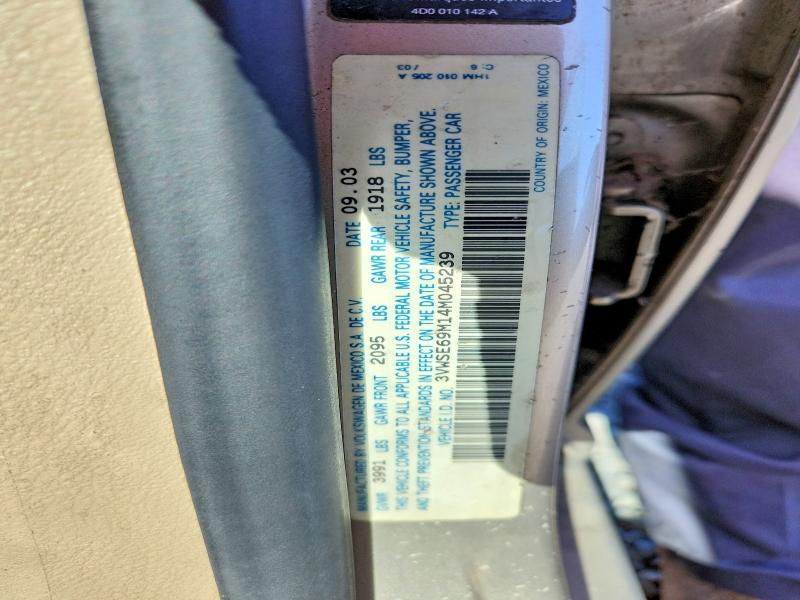 51527146 :رقم المزاد ، 3VWSE69M14M045239 vin ، 2004 Volkswagen Jetta مزاد بيع