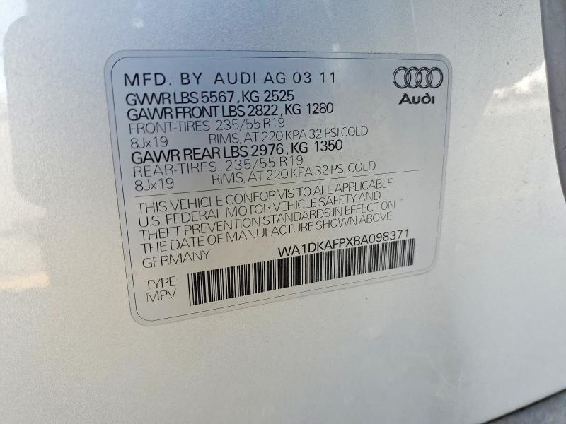 Aukcja sprzedaży 2011 Audi Q5, vin: WA1DKAFPXBA098371, numer aukcji: 49032216