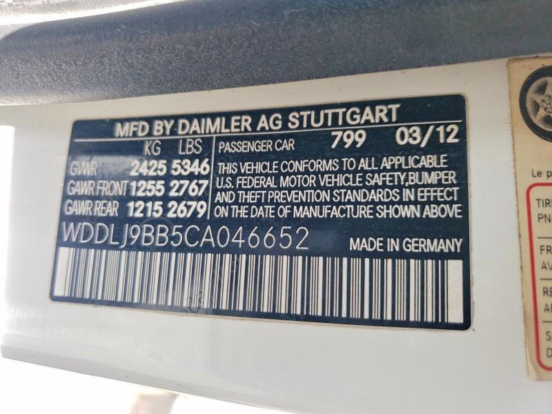 49574266 :رقم المزاد ، WDDLJ9BB5CA046652 vin ، 2012 Mercedes-benz Cls مزاد بيع