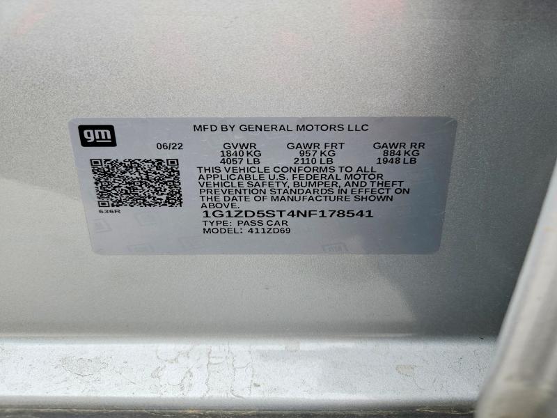 Продажа на аукционе авто 2022 Chevrolet Malibu, vin: 1G1ZD5ST4NF178541, номер лота: 50478376
