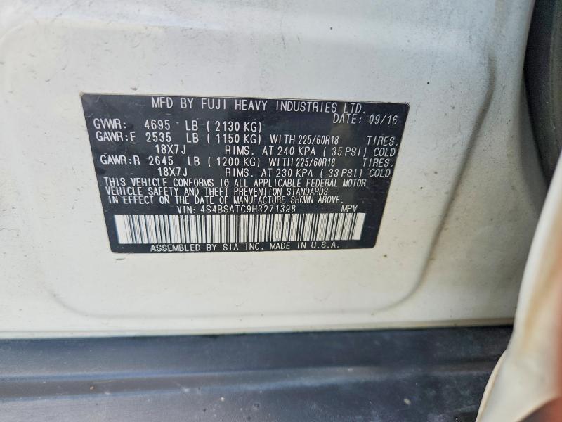 Aukcja sprzedaży 2017 Subaru Outback, vin: 4S4BSATC9H3271398, numer aukcji: 50236096