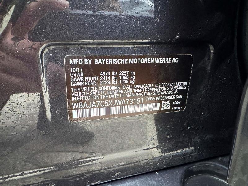51115336 :رقم المزاد ، WBAJA7C5XJWA73151 vin ، 2018 Bmw 530 مزاد بيع
