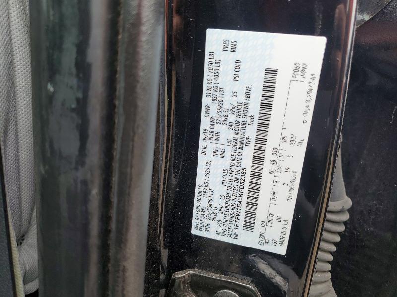 2019 Ford F150 მანქანა იყიდება აუქციონზე, vin: 1FTFW1E43KFD52385, აუქციონის ნომერი: 49844026