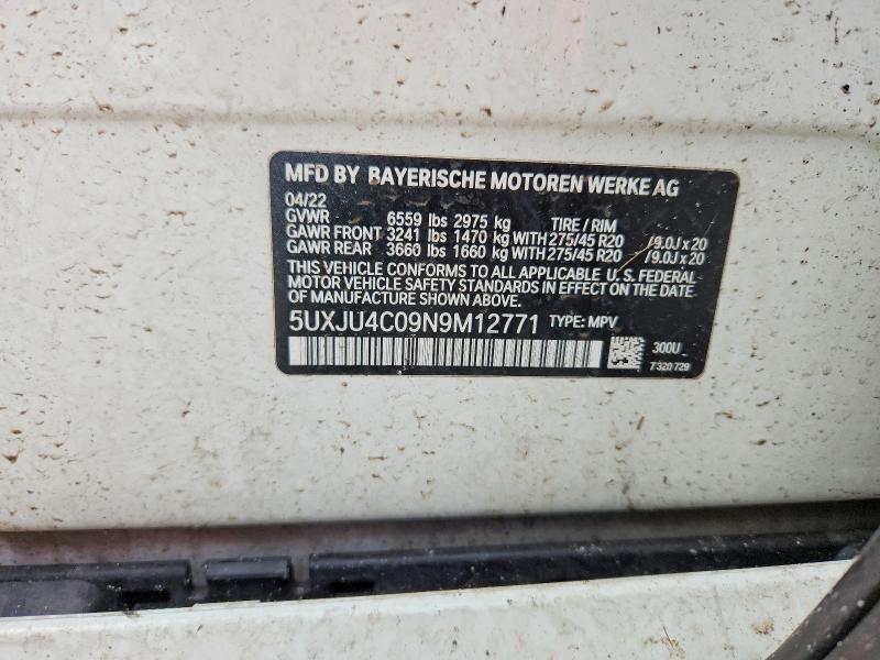 Продажа на аукционе авто 2022 Bmw X5, vin: 5UXJU4C09N9M12771, номер лота: 49595106