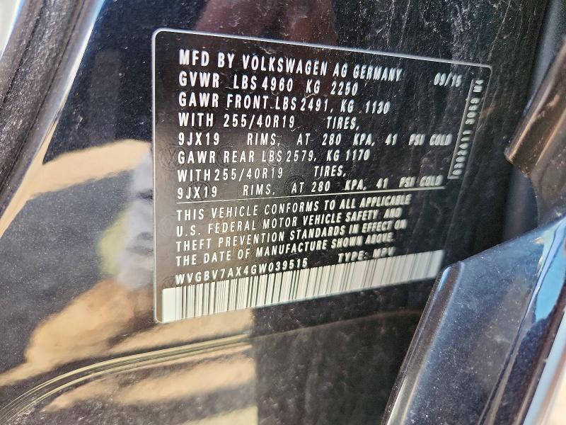 Продажа на аукционе авто 2016 Volkswagen Tiguan, vin: WVGBV7AX4GW039515, номер лота: 50481426