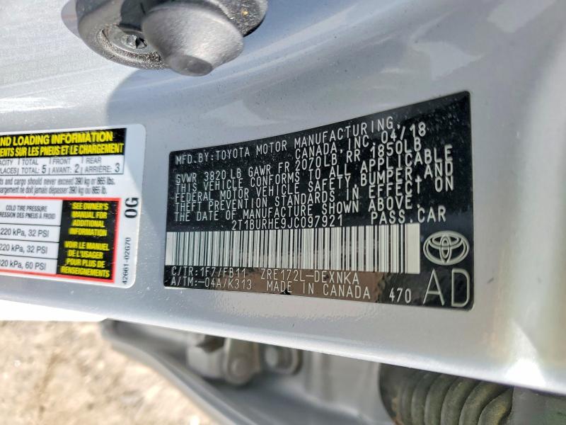Aukcja sprzedaży 2018 Toyota Corolla, vin: 2T1BURHE9JC097921, numer aukcji: 50656746