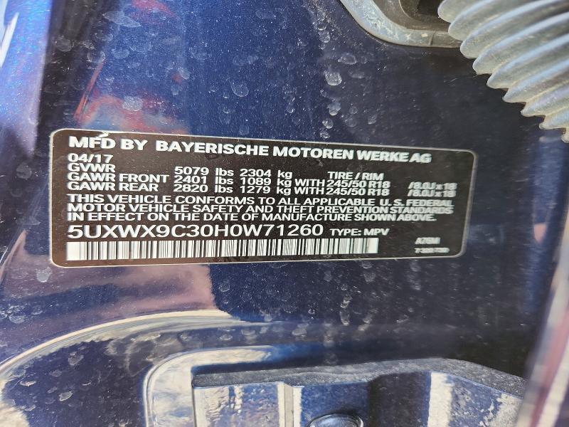 Aukcja sprzedaży 2017 Bmw X3, vin: 5UXWX9C30H0W71260, numer aukcji: 51651136