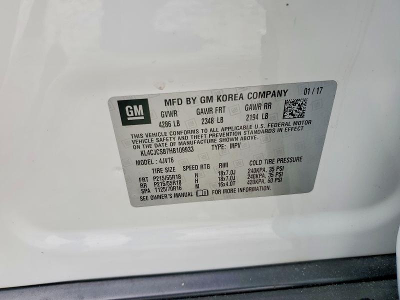 Aukcja sprzedaży 2017 Buick Encore, vin: KL4CJCSB7HB109933, numer aukcji: 51862806
