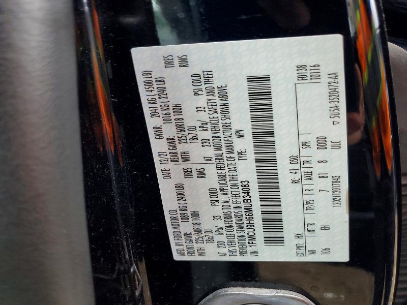 50713936 :رقم المزاد ، 1FMCU9H66MUB34083 vin ، 2021 Ford Escape مزاد بيع
