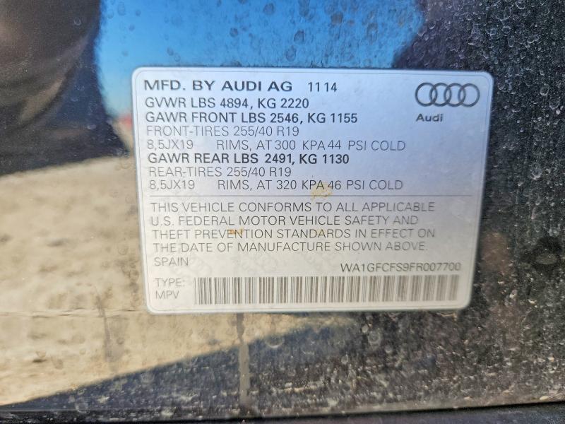 Продажа на аукционе авто 2015 Audi Q3, vin: WA1GFCFS9FR007700, номер лота: 48854446
