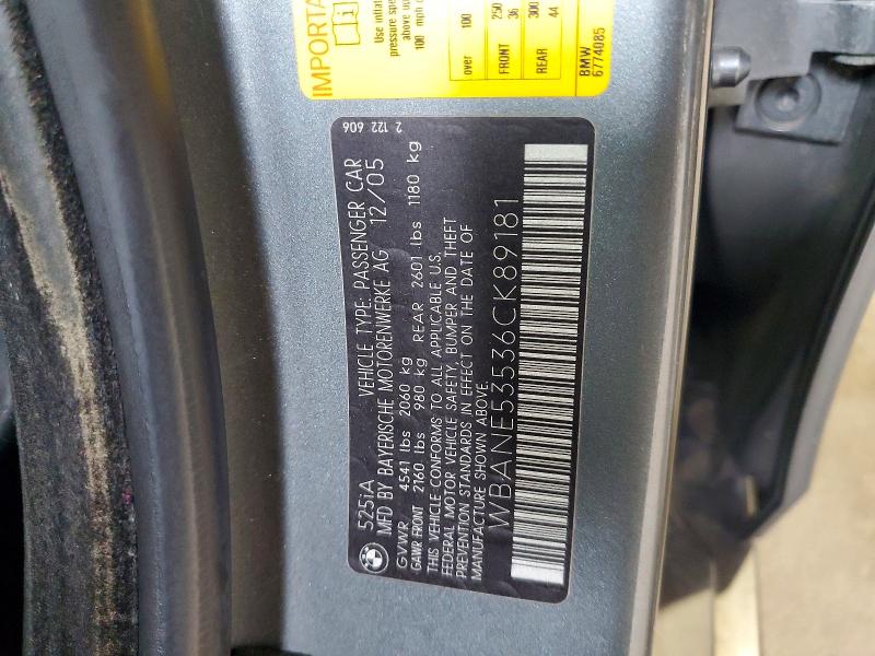 Продажа на аукционе авто 2006 Bmw 525, vin: WBANE53536CK89181, номер лота: 49931316